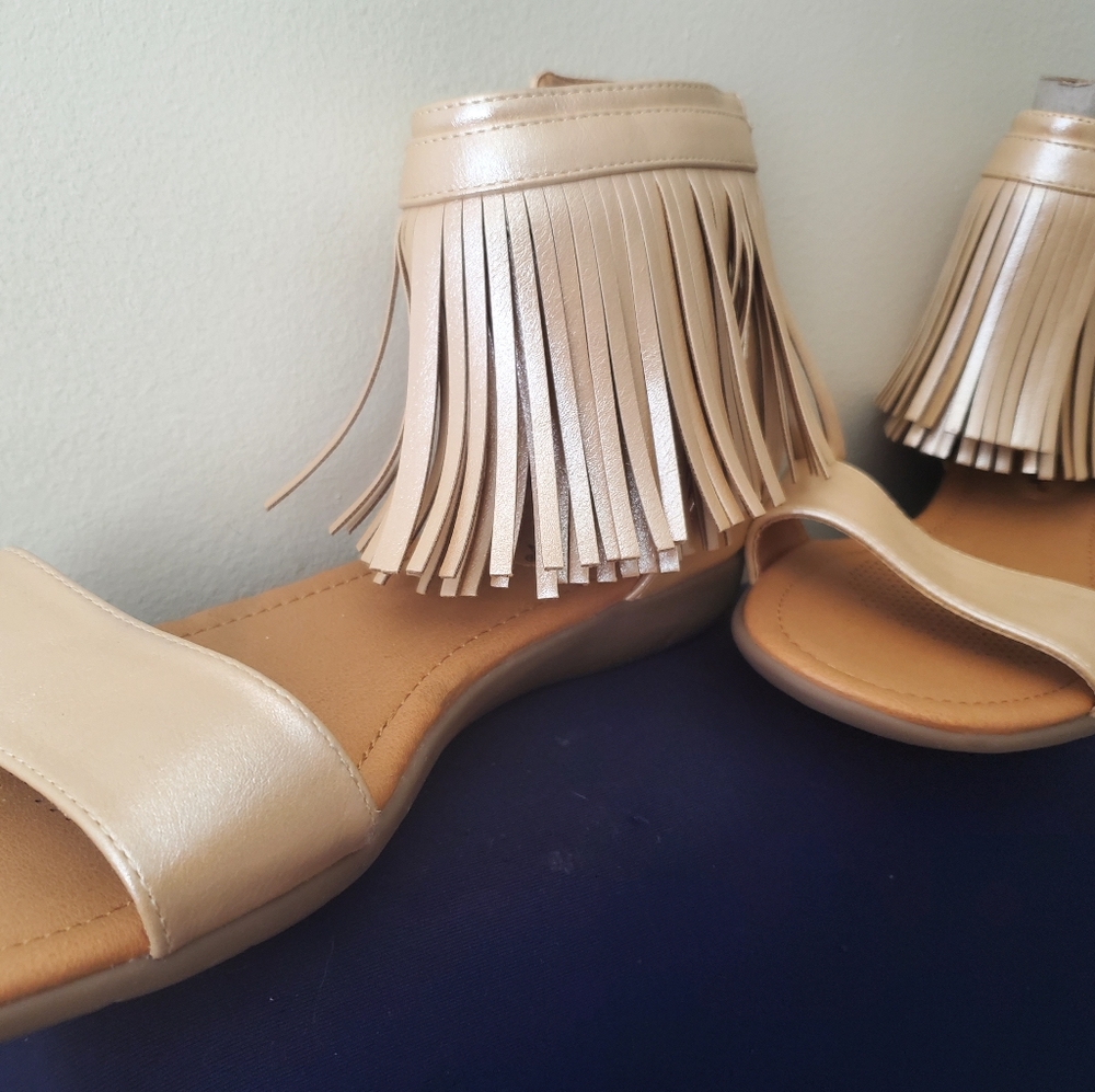 Fringe Gold Sandals